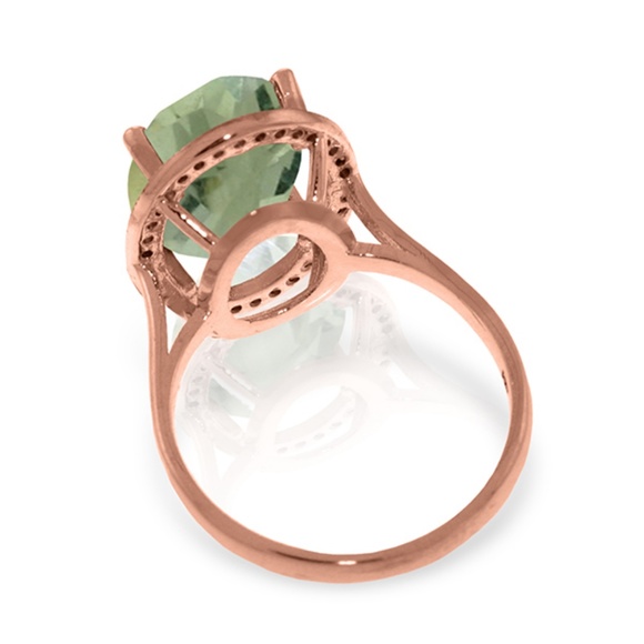 RING WITH NATURAL DIAMONDS & GREEN AMETHYST - Picture 3 of 5
